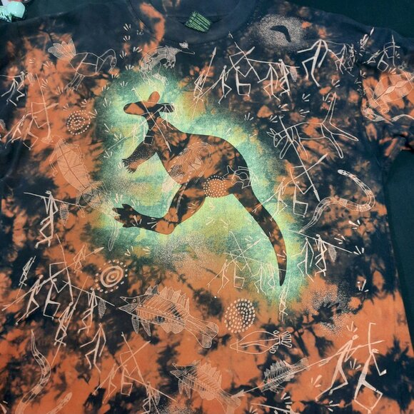 Nature Print Australian Made T-shirt Men's Size XL Red Black Tie Dye AOP Rare - Picture 2 of 8